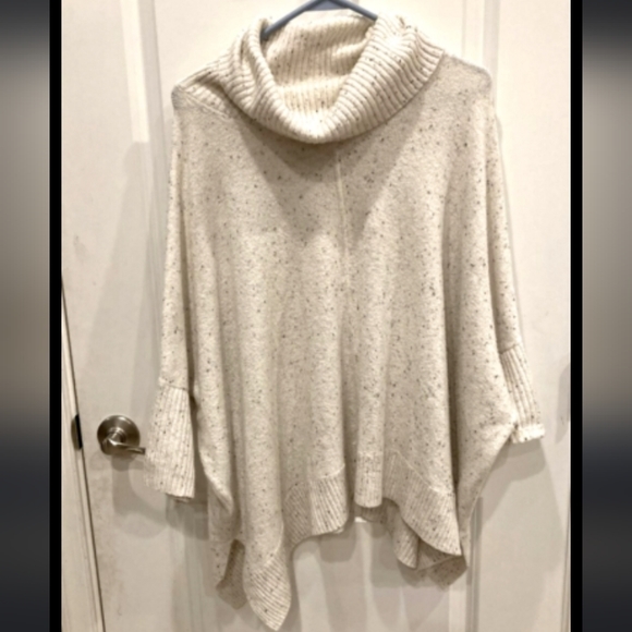 LOFT Womenw Size Small(larger fit) Mock Cowl Neck Poncho Sweater Speckle Flecked - Picture 1 of 4